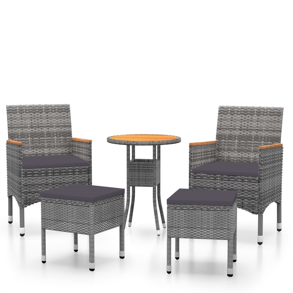 Set Divani da Giardino 5 pz in Polyrattan Grigio - homemem39