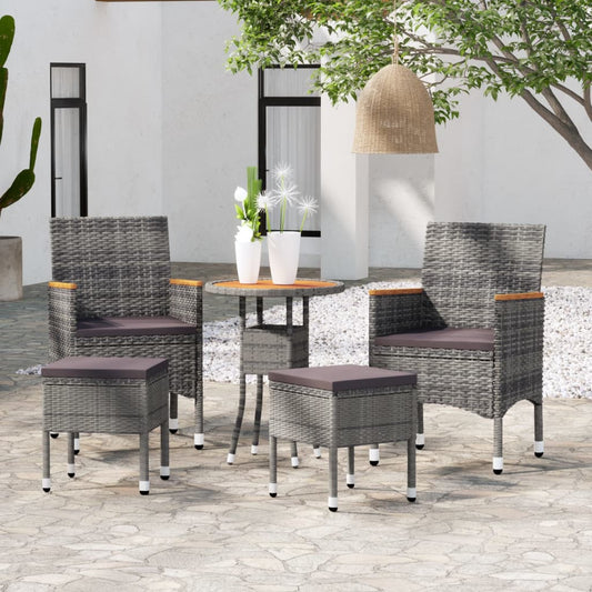 Set Divani da Giardino 5 pz in Polyrattan Grigio - homemem39