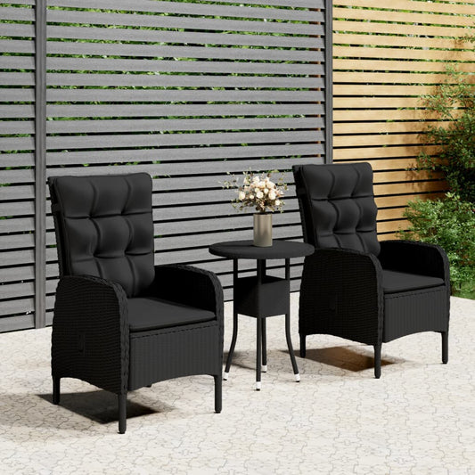 Set da Bistrot per Giardino 3 pz in Polyrattan Nero - homemem39