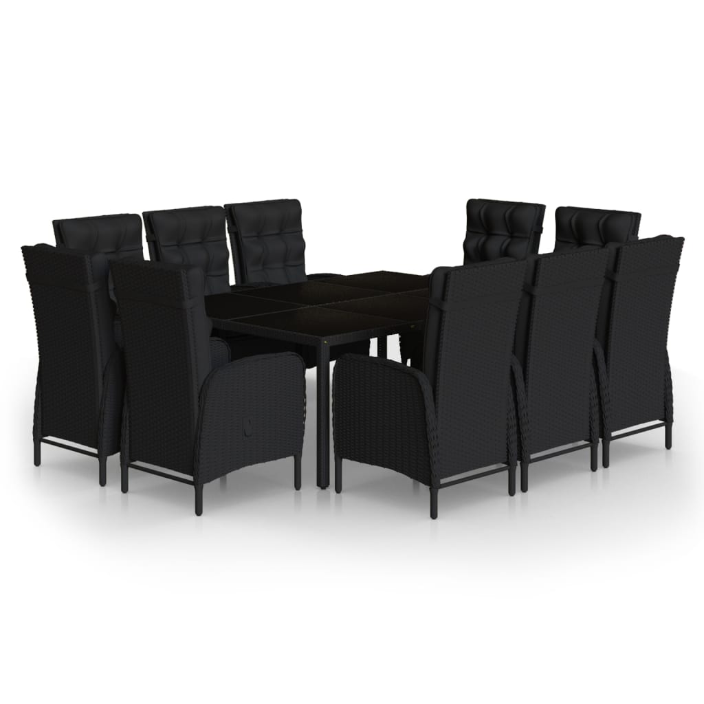 Set da Pranzo per Giardino 11 pz Polyrattan Nero - homemem39