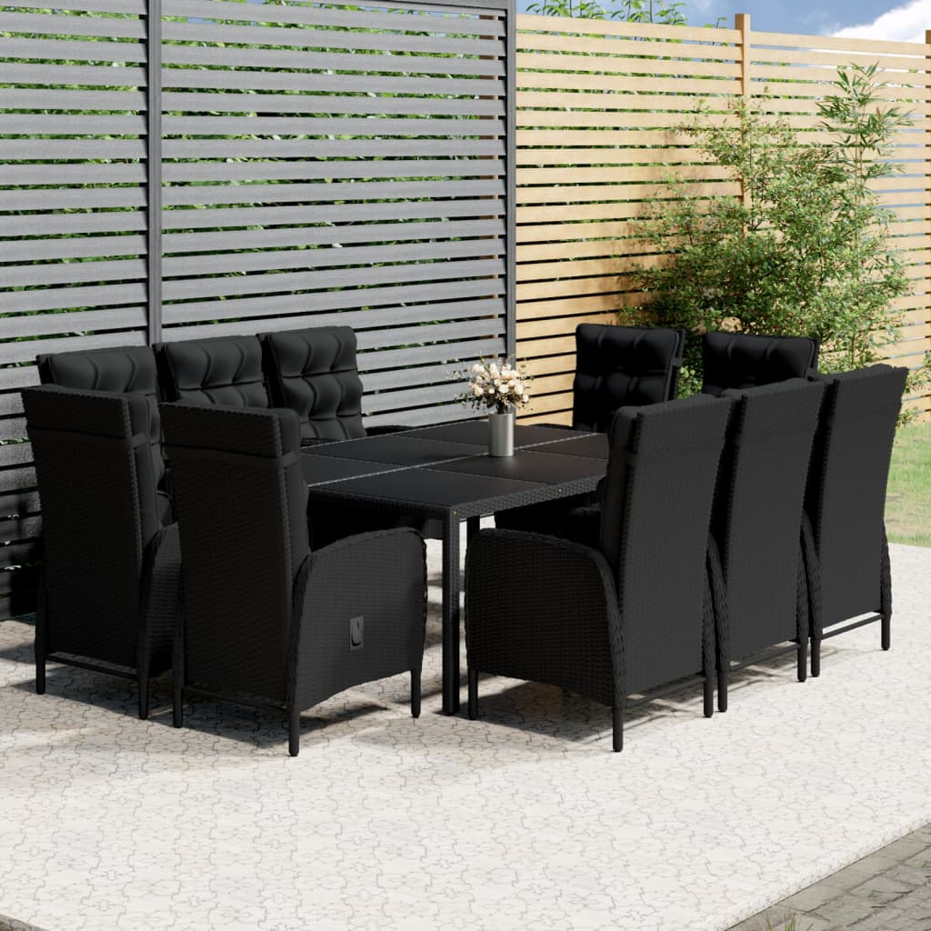 Set da Pranzo per Giardino 11 pz Polyrattan Nero - homemem39