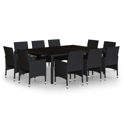 Set da Pranzo per Giardino 11 pz in Polyrattan Nero - homemem39