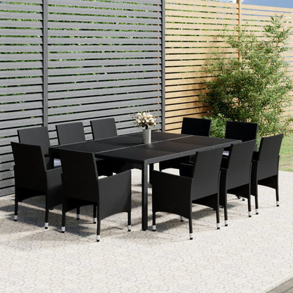 Set da Pranzo per Giardino 11 pz in Polyrattan Nero - homemem39