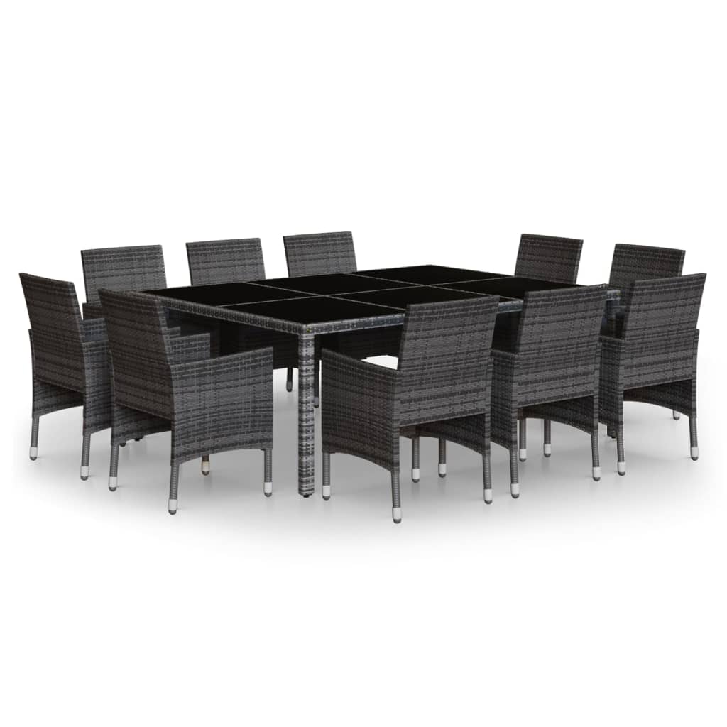 Set da Pranzo per Giardino 11 pz in Polyrattan Grigio - homemem39