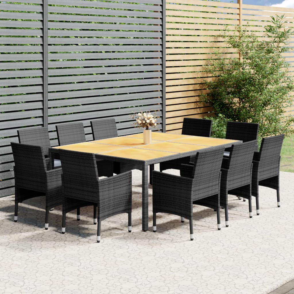 Set da Pranzo per Giardino 11 pz in Polyrattan Grigio - homemem39