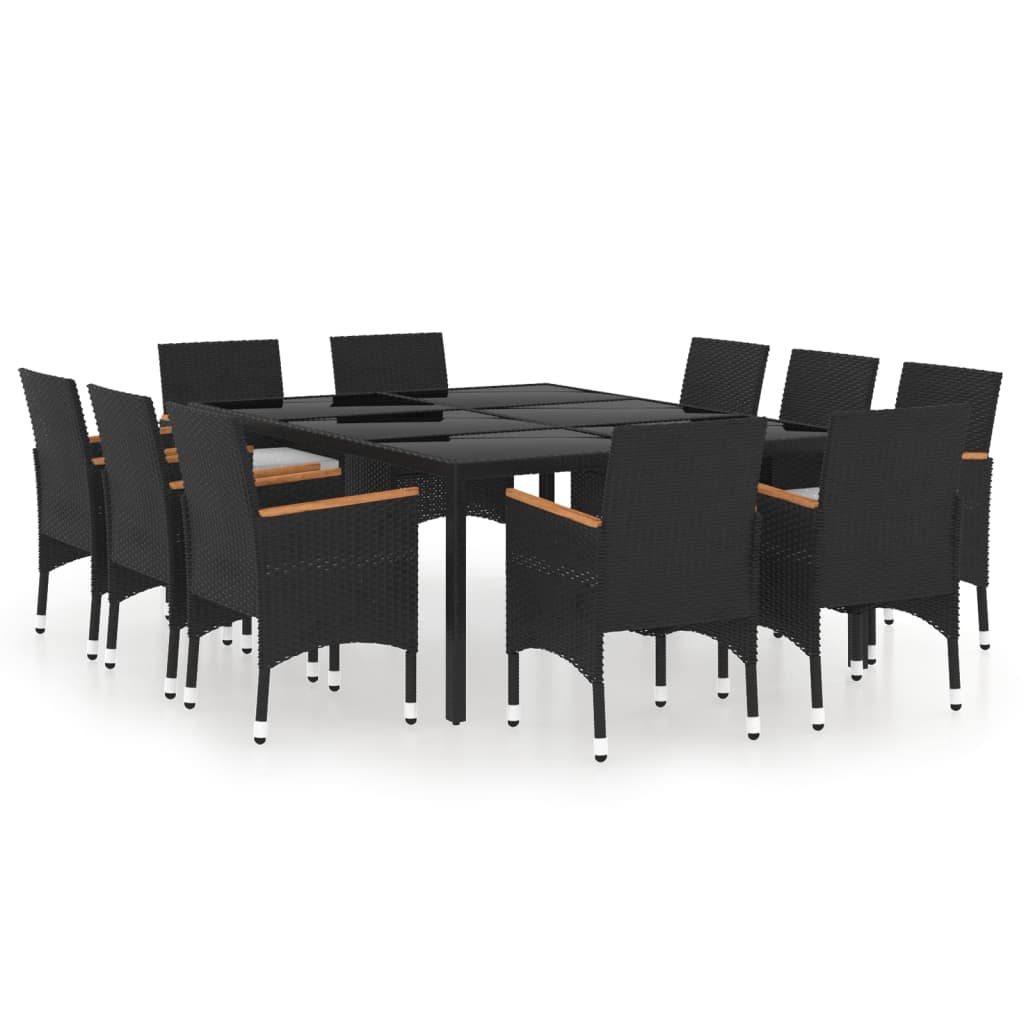 Set da Pranzo per Giardino 11 pz in Polyrattan Nero - homemem39