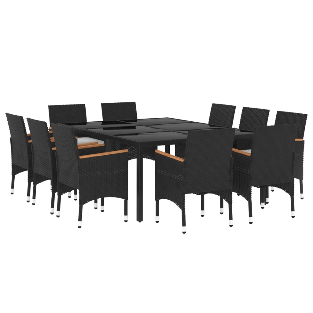 Set da Pranzo per Giardino 11 pz in Polyrattan Nero - homemem39