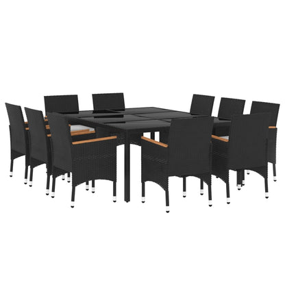 Set da Pranzo per Giardino 11 pz in Polyrattan Nero - homemem39