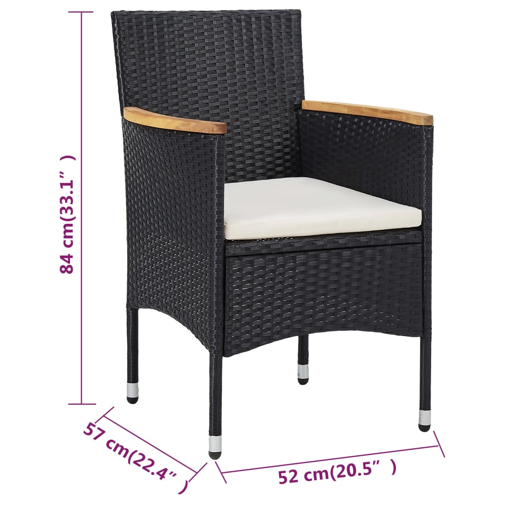 Set da Pranzo per Giardino 11 pz in Polyrattan Nero - homemem39