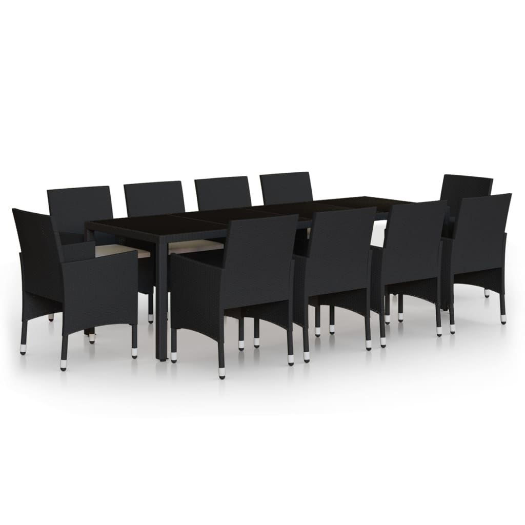 Set da Pranzo per Giardino 11 pz in Polyrattan Nero - homemem39