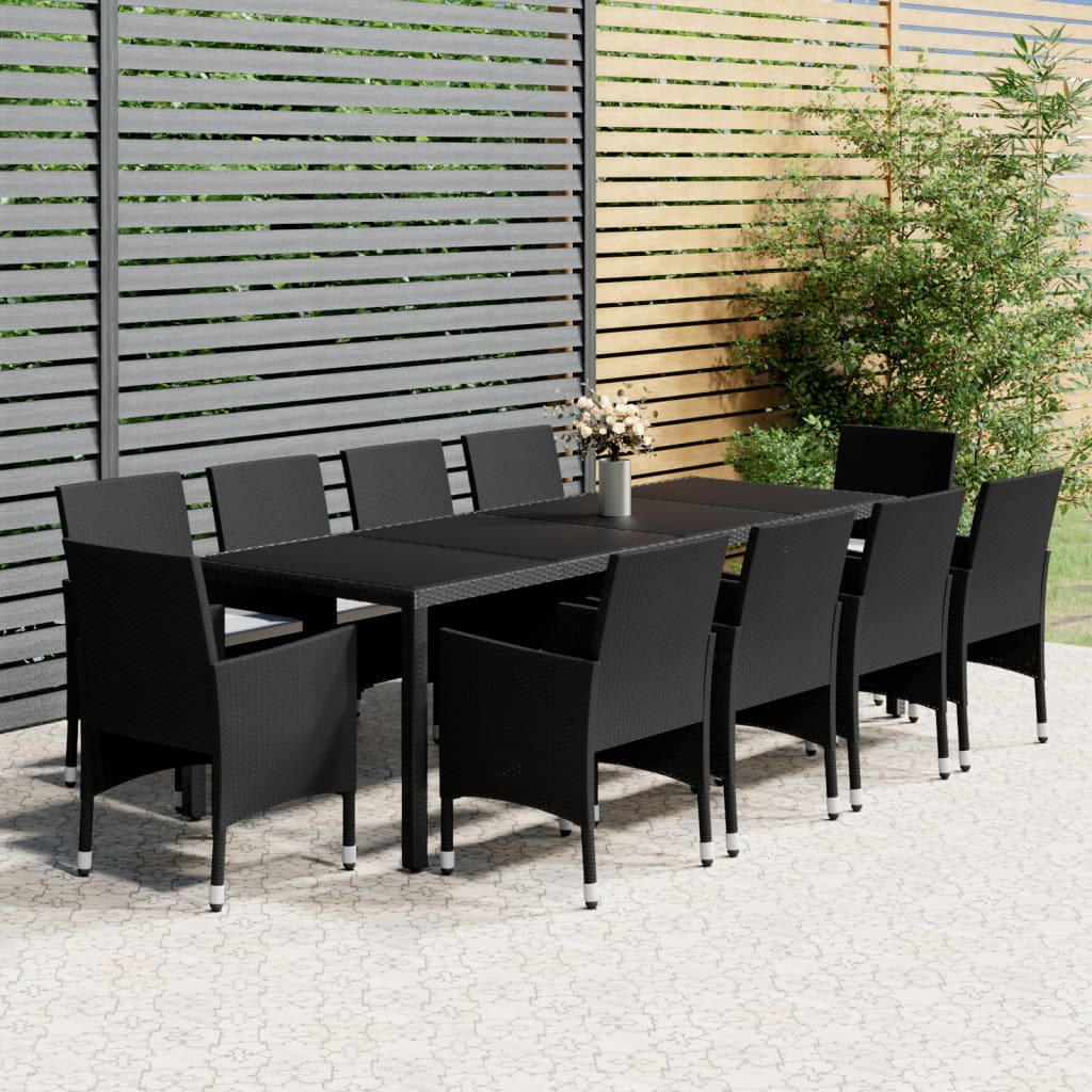 Set da Pranzo per Giardino 11 pz in Polyrattan Nero - homemem39