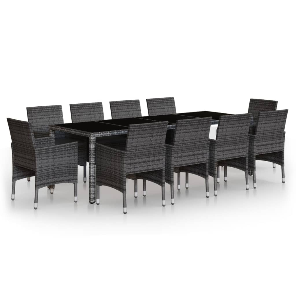 Set da Pranzo per Giardino 11 pz in Polyrattan Grigio - homemem39