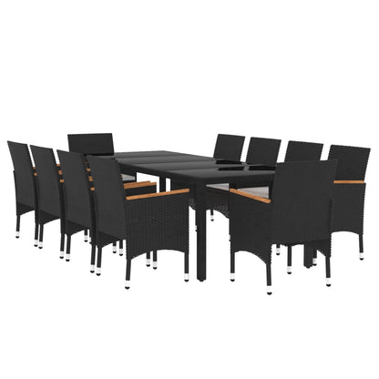 Set da Pranzo per Giardino 11 pz in Polyrattan Nero - homemem39