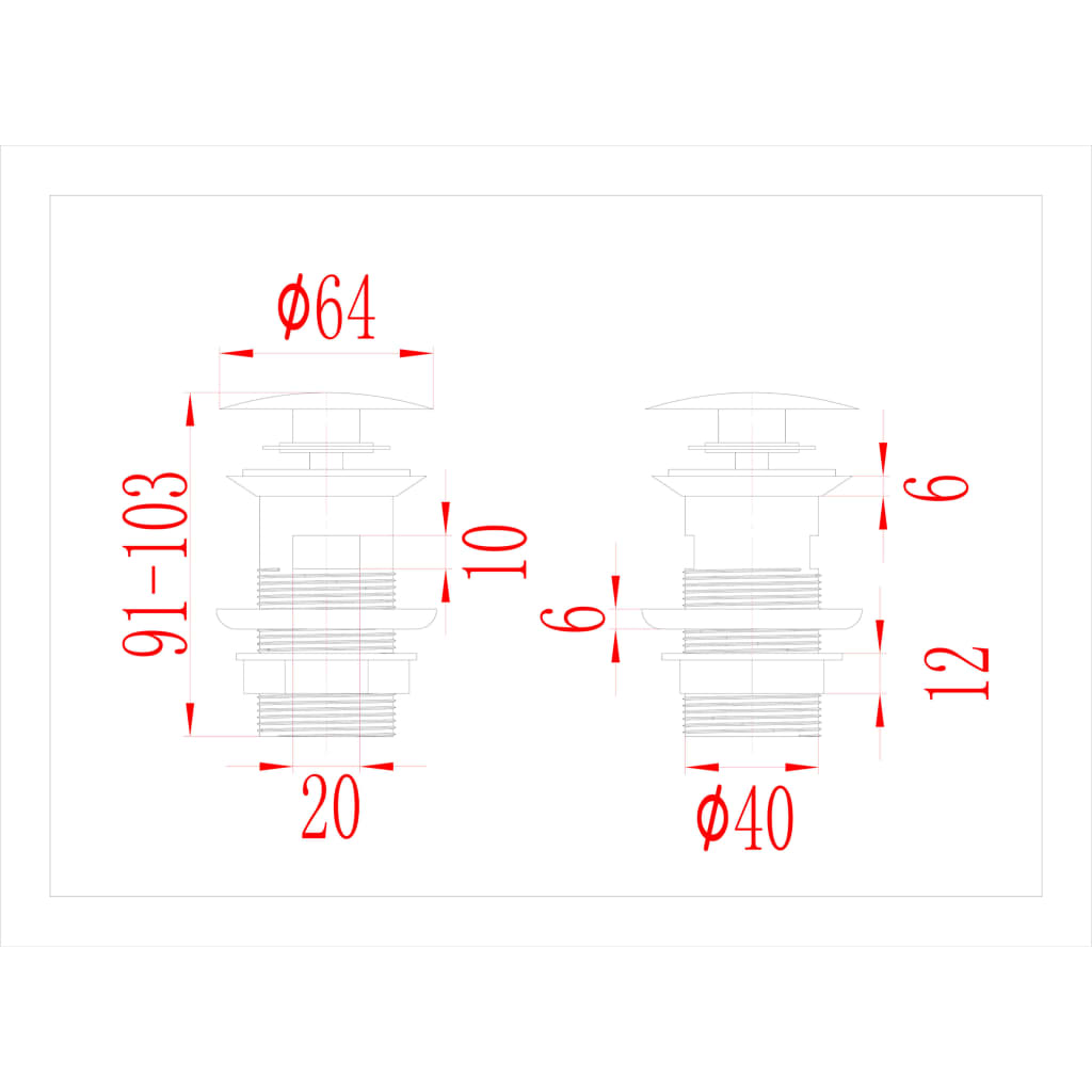 Scarico a Pressione Funzione Troppopieno Argento 6,4x6,4x9,1 cm - homemem39