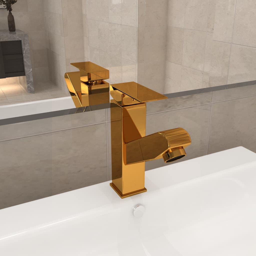 Rubinetto Lavabo da Bagno Funzione Estraibile Oro 157x172 mm - homemem39