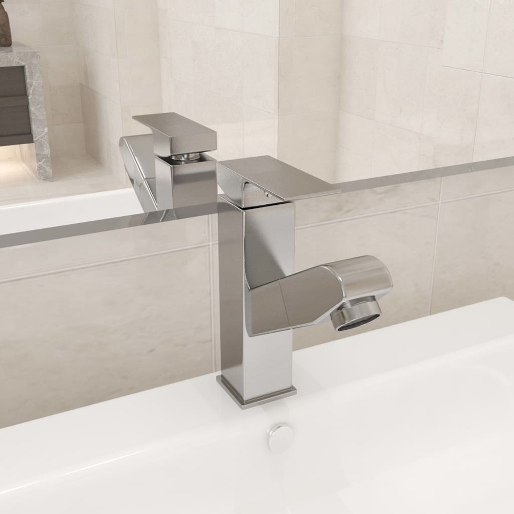 Rubinetto Lavabo da Bagno Funzione Estraibile Argento 157x172 mm - homemem39