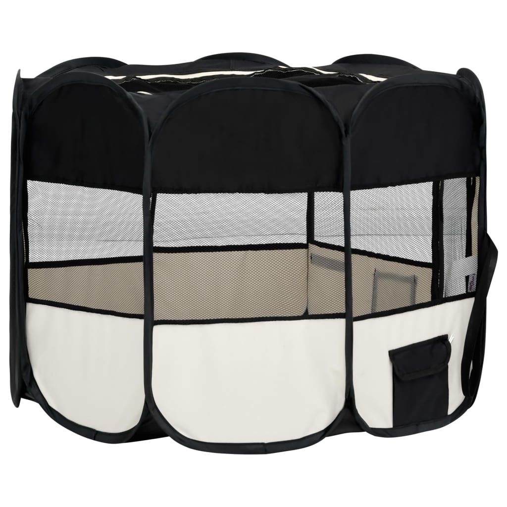 Box per Cani Pieghevole con Borsa Trasporto Nero 90x90x58 cm - homemem39