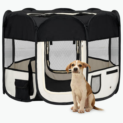 Box per Cani Pieghevole con Borsa Trasporto Nero 90x90x58 cm - homemem39