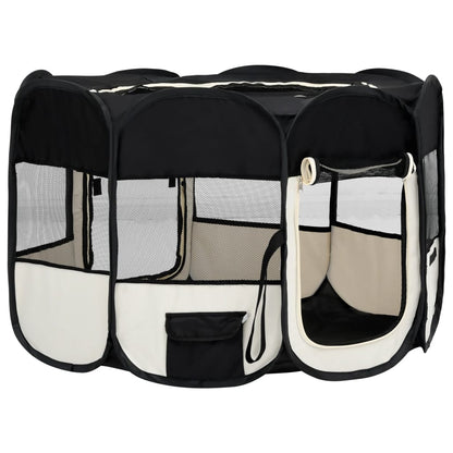 Box per Cani Pieghevole con Borsa Trasporto Nero 110x110x58 cm - homemem39