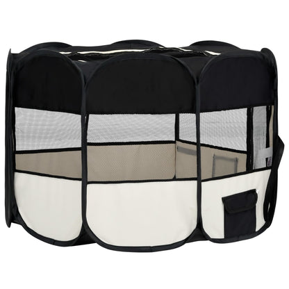 Box per Cani Pieghevole con Borsa Trasporto Nero 110x110x58 cm - homemem39