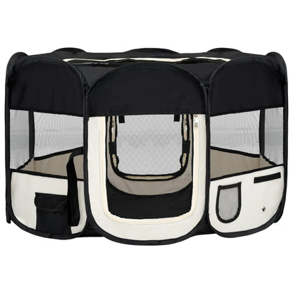 Box per Cani Pieghevole con Borsa Trasporto Nero 125x125x61 cm - homemem39