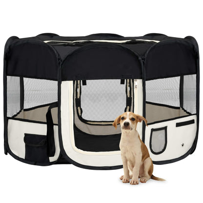 Box per Cani Pieghevole con Borsa Trasporto Nero 125x125x61 cm - homemem39