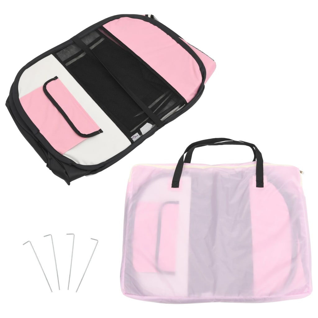 Box per Cani Pieghevole con Borsa Trasporto Rosa 145x145x61 cm - homemem39