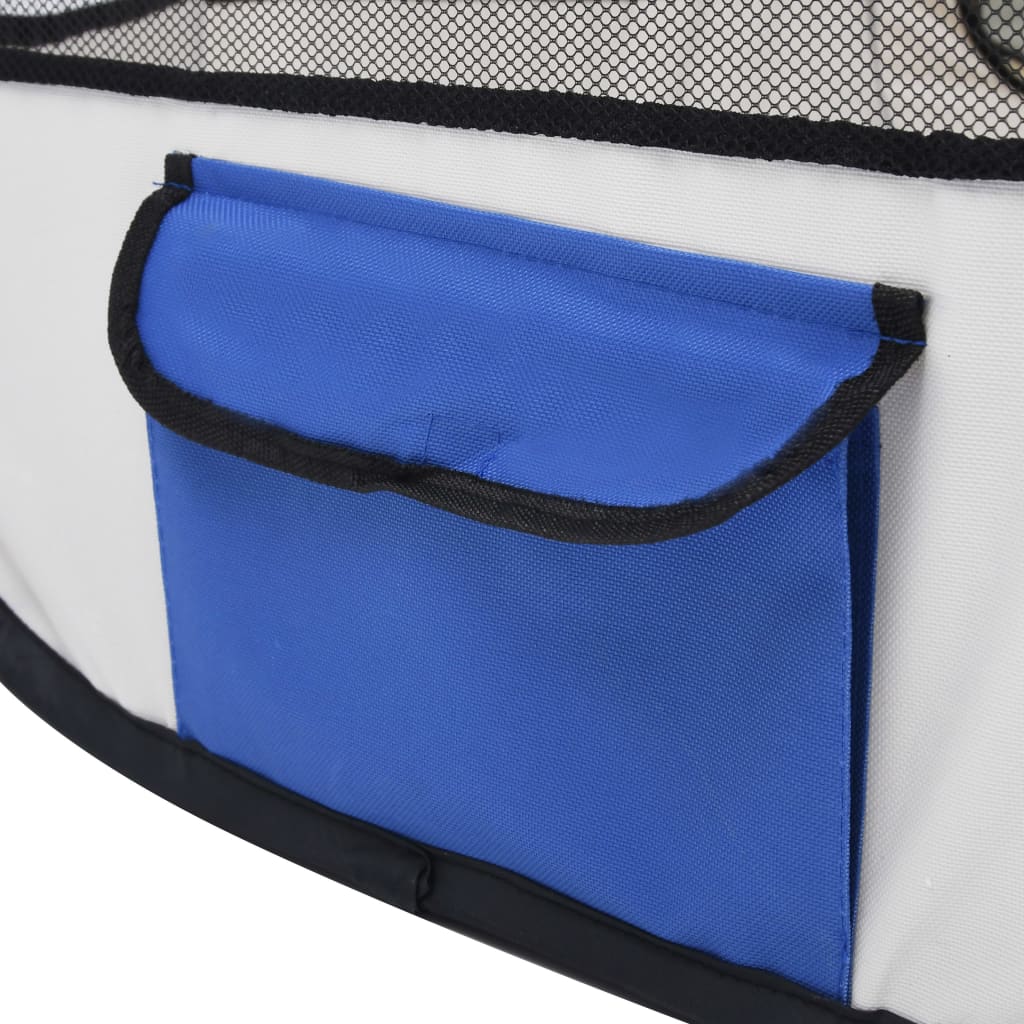 Box per Cani Pieghevole con Borsa Trasporto Blu 90x90x58 cm - homemem39