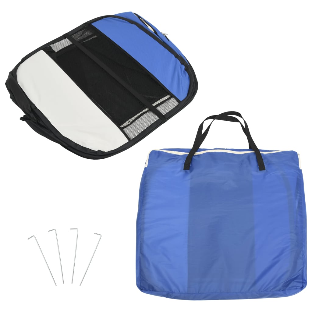 Box per Cani Pieghevole con Borsa Trasporto Blu 90x90x58 cm - homemem39