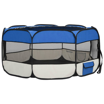 Box per Cani Pieghevole con Borsa Trasporto Blu 145x145x61 cm - homemem39