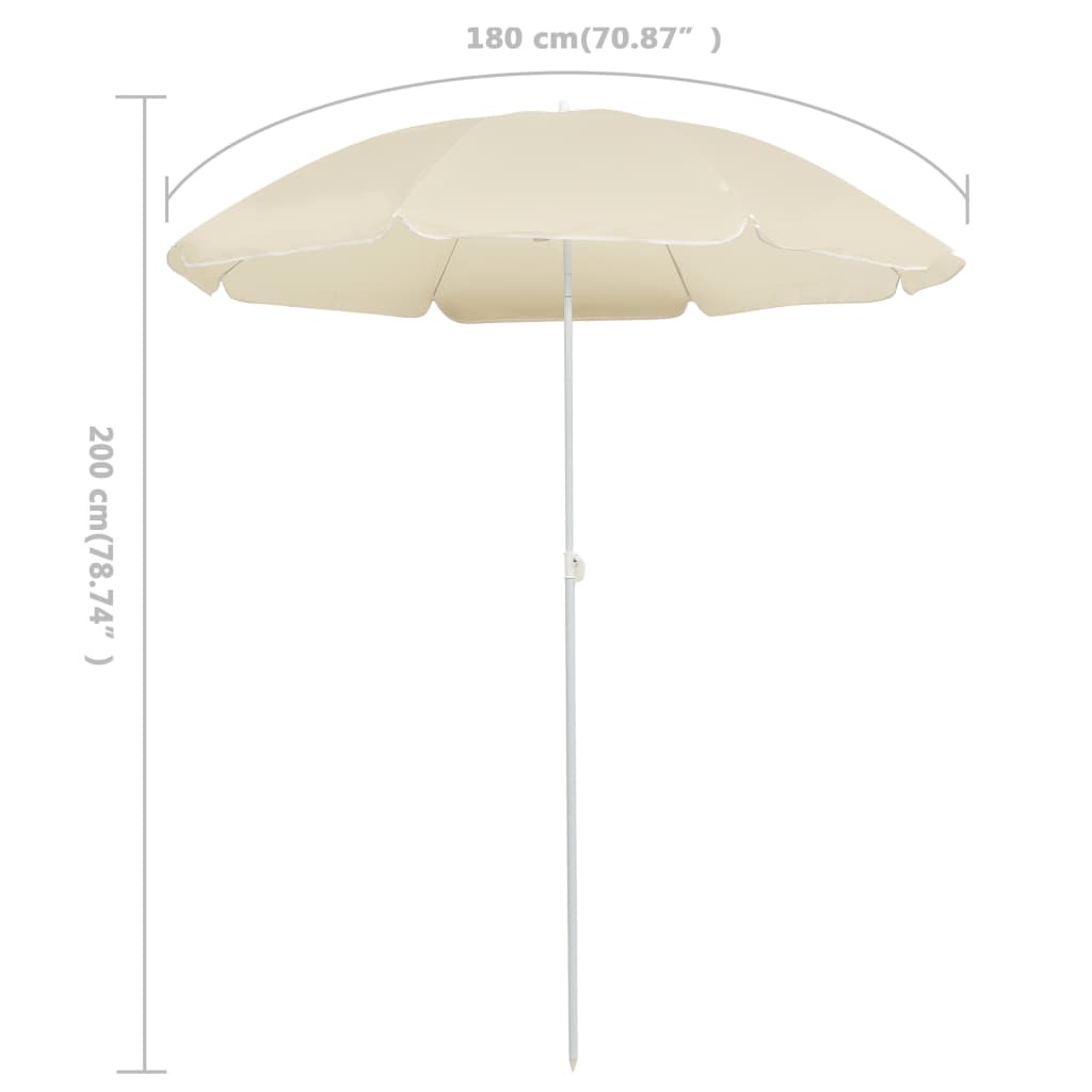 Ombrellone da Esterni con Palo in Acciaio 180 cm Sabbia - homemem39