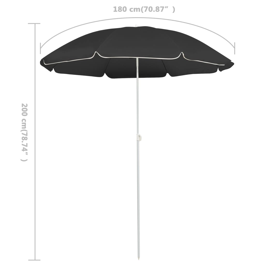 Ombrellone da Esterni con Palo in Acciaio 180 cm Antracite - homemem39