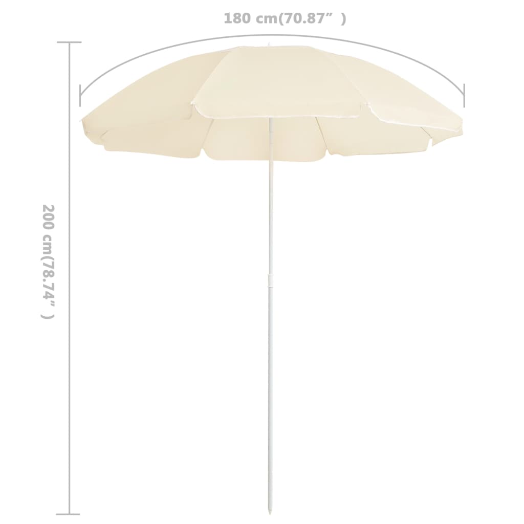 Ombrellone da Esterni con Palo in Acciaio 180 cm Sabbia - homemem39