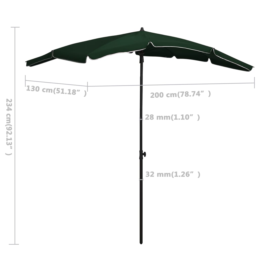 Ombrellone da Giardino con Palo 200x130 cm Verde - homemem39