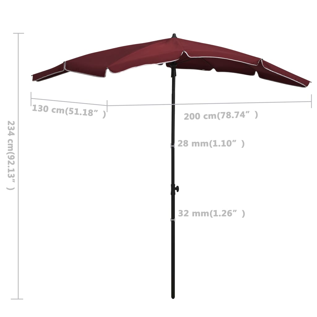 Ombrellone da Giardino con Palo 200x130 cm Rosso Bordò - homemem39