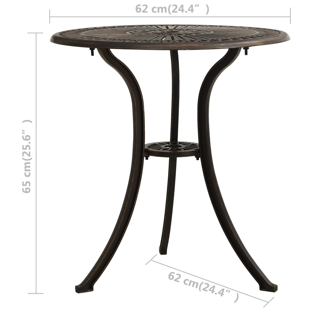 Tavolo da Giardino Bronzo 62x62x65 cm in Alluminio Pressofuso - homemem39