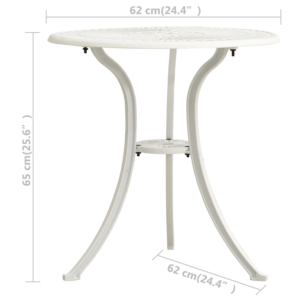 Tavolo da Giardino Bianco 62x62x65 cm in Alluminio Pressofuso - homemem39