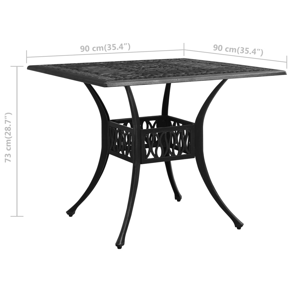 Tavolo da Giardino Nero 90x90x73 cm in Alluminio Pressofuso - homemem39