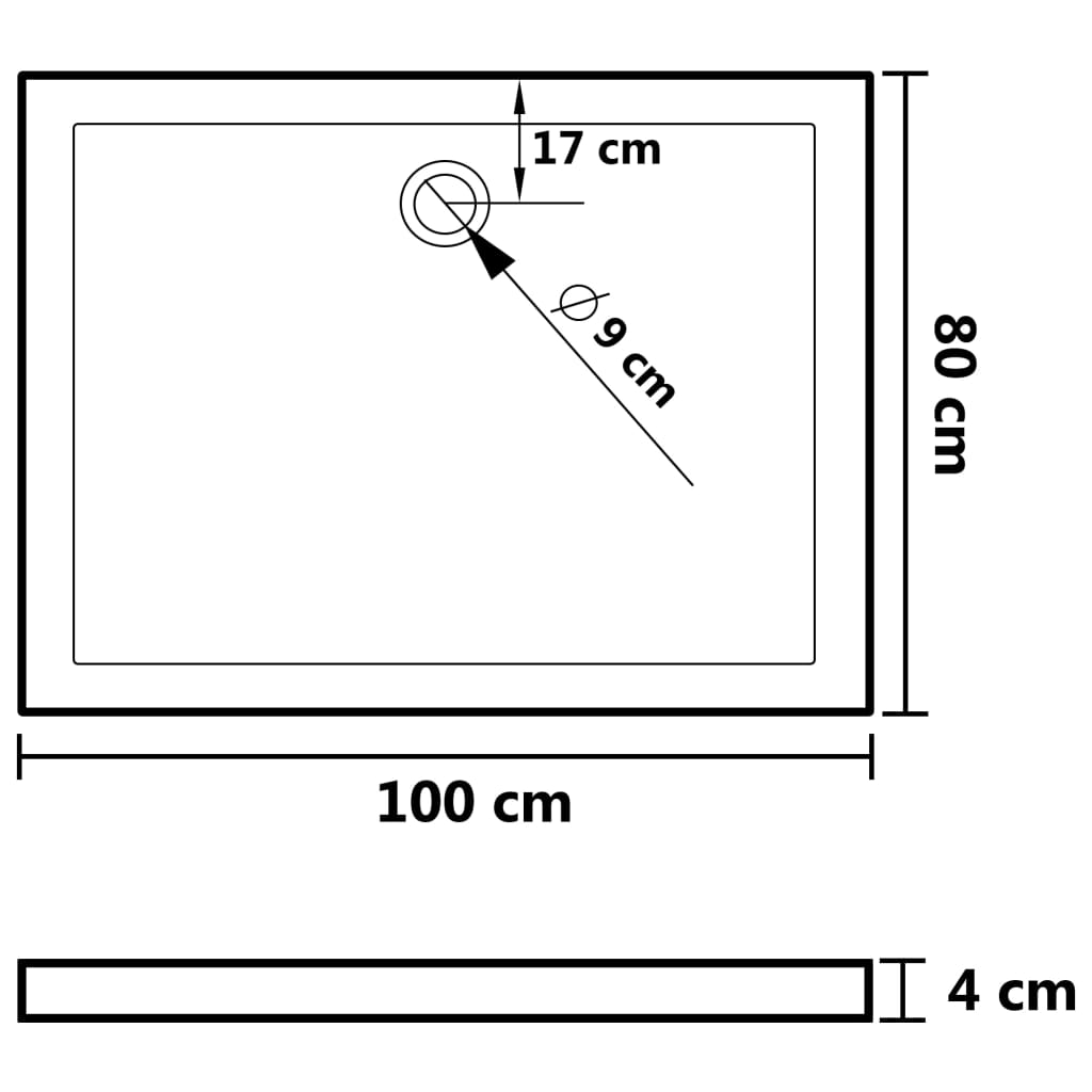 Piatto Doccia con Superficie Puntinata Bianco 80x100x4cm in ABS - homemem39