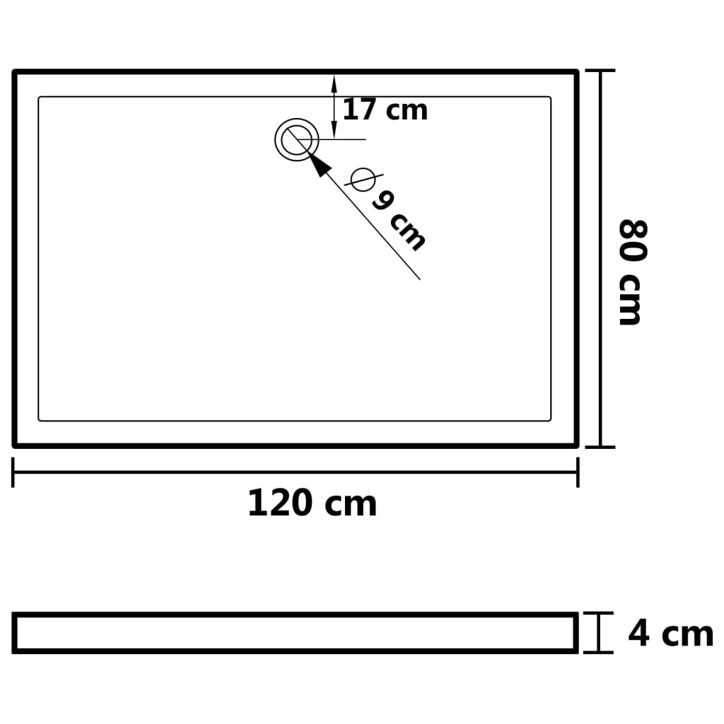 Piatto Doccia con Superficie Puntinata Bianco 80x120x4cm ABS - homemem39