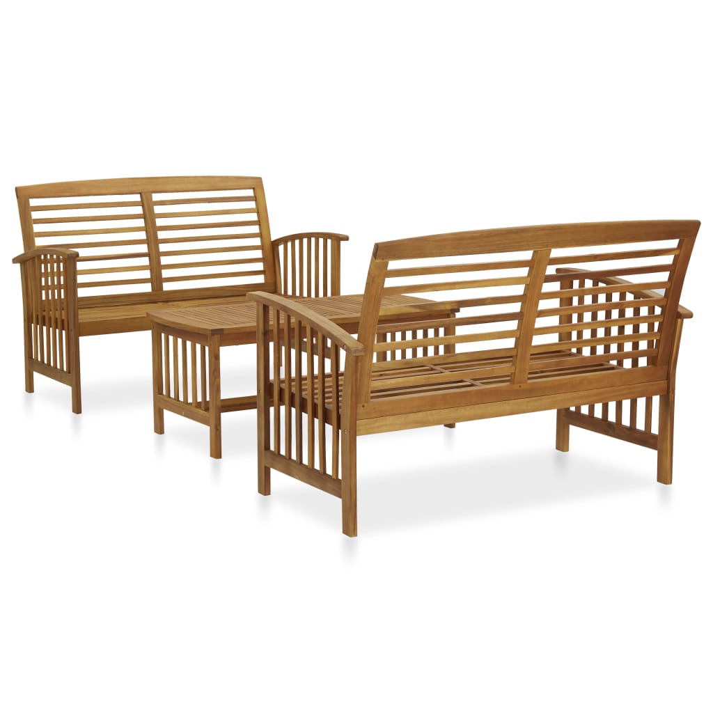 Set Divani da Giardino 3 pz in Legno Massello di Acacia - homemem39