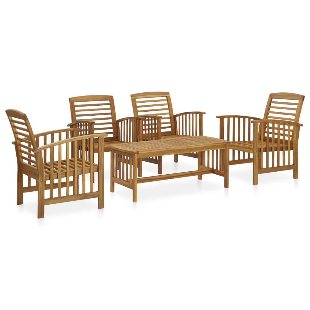 Set Divani da Giardino 5 pz in Legno Massello di Acacia - homemem39