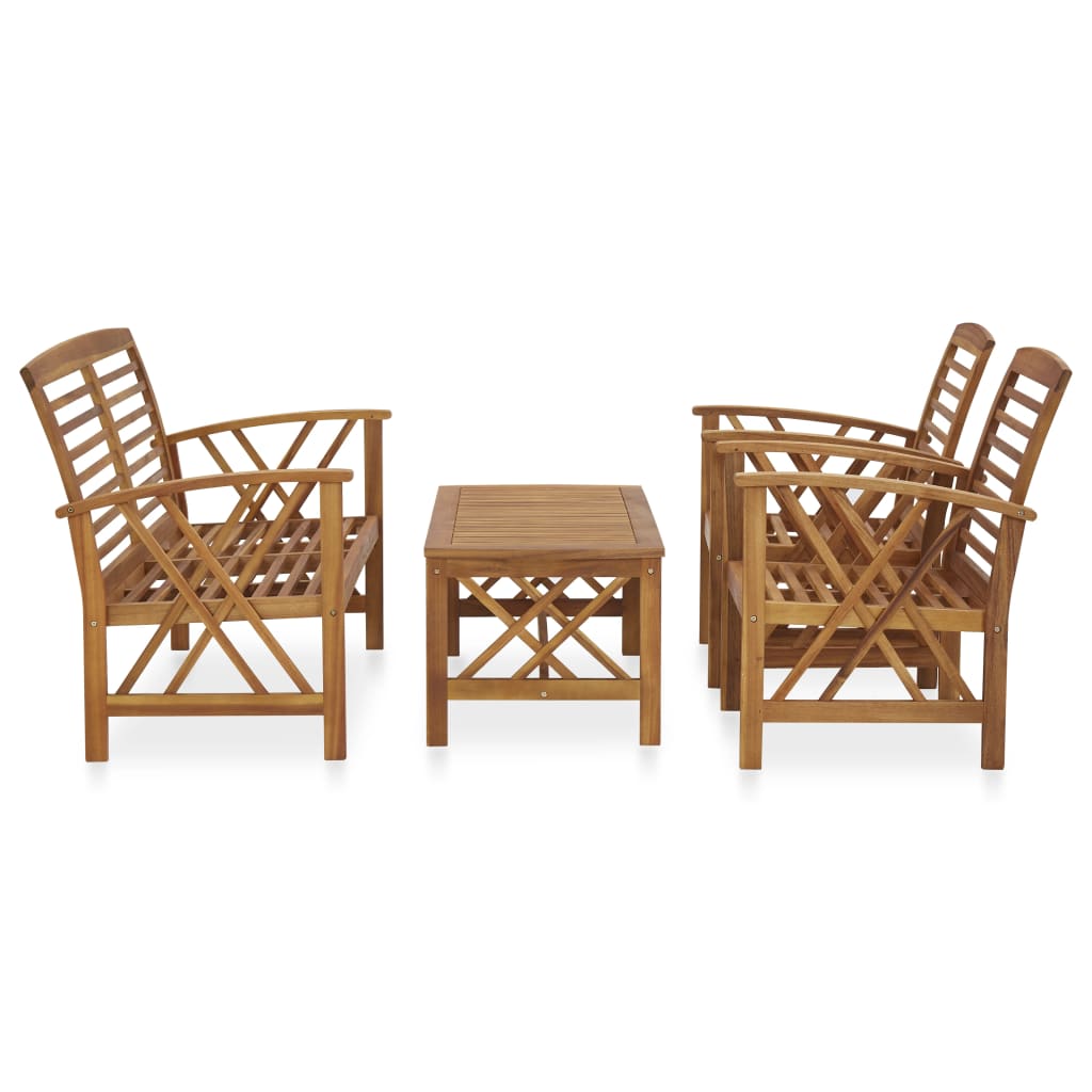 Set Divani da Giardino 4 pz in Legno Massello di Acacia - homemem39