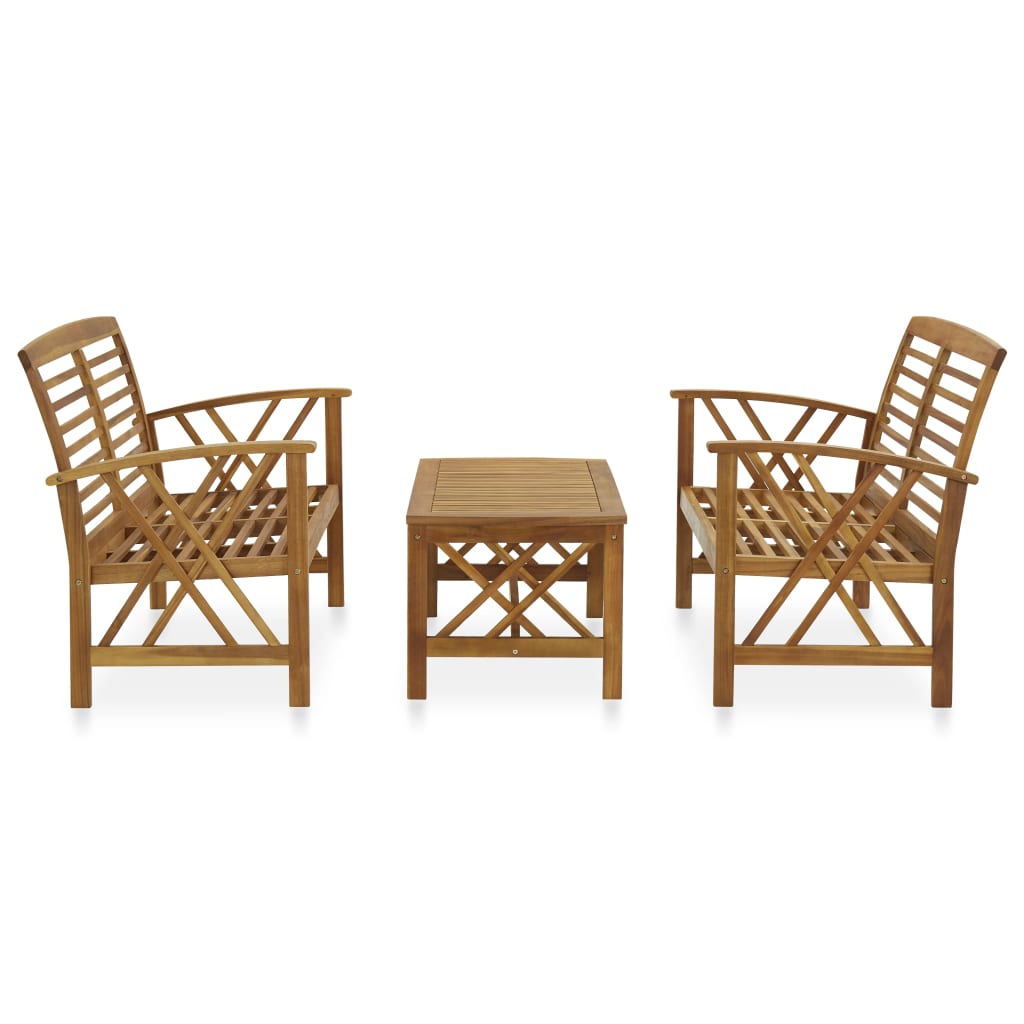 Set Divani da Giardino 3 pz in Legno Massello di Acacia - homemem39