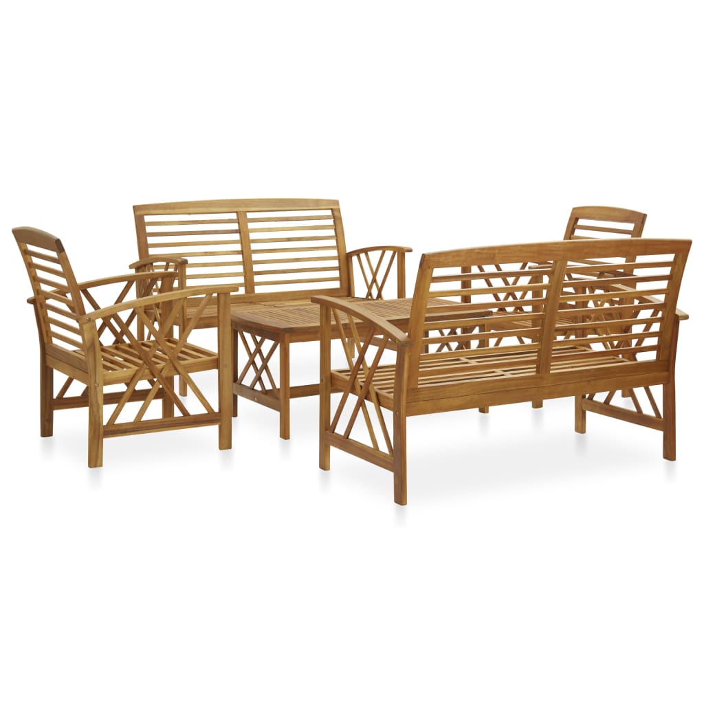 Set Divani da Giardino 5 pz in Legno Massello di Acacia - homemem39