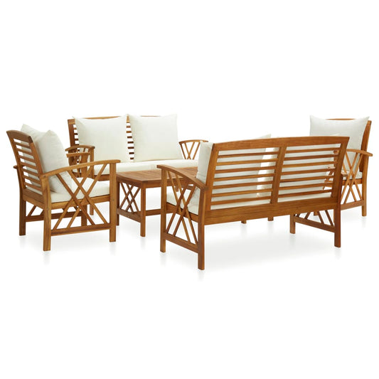 Set Divani da Giardino 5 pz con Cuscini in Massello di Acacia - homemem39