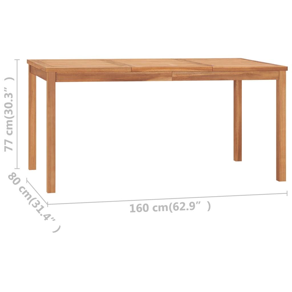 Tavolo da Pranzo da Giardino 160x80x77 cm in Massello di Teak - homemem39