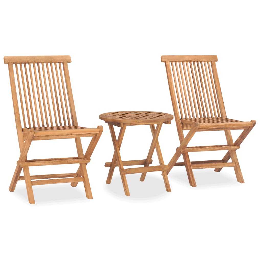 Set da Pranzo da Giardino Pieghevole 3 pz in Massello di Teak - homemem39