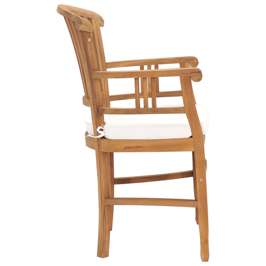 Sedie da Giardino 2 pz con Cuscini Bianco Crema Legno di Teak - homemem39