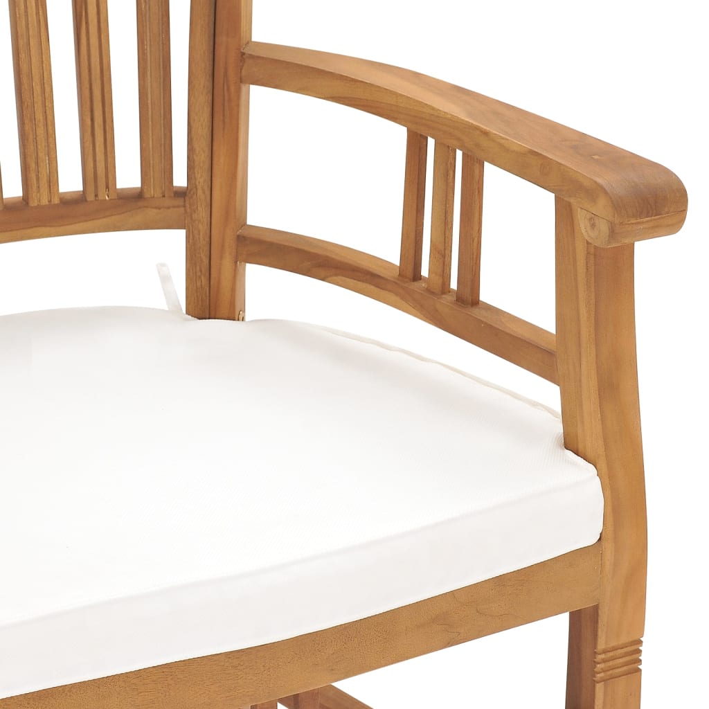 Sedie da Giardino 2 pz con Cuscini Bianco Crema Legno di Teak - homemem39